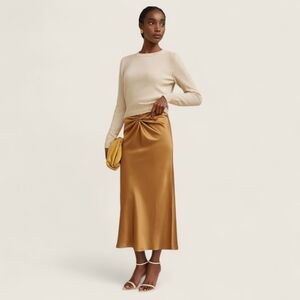 Reformation Ember Silk Skirt Butterscotch Twist Midi Size‎ 10